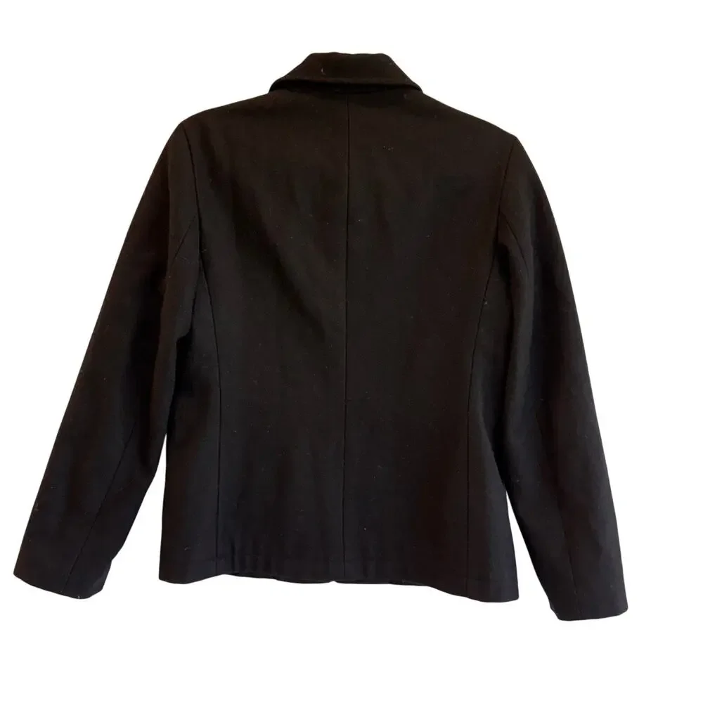 J.Crew Wool Blend Zip Front Utility Jacket Black M classic Coat Shirt Jacket